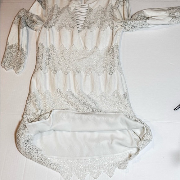 Sugar + Lipz Ivory Lace Boho Bridal Resort Cottagecore Milkmaid Dress Small - Picture 7 of 9